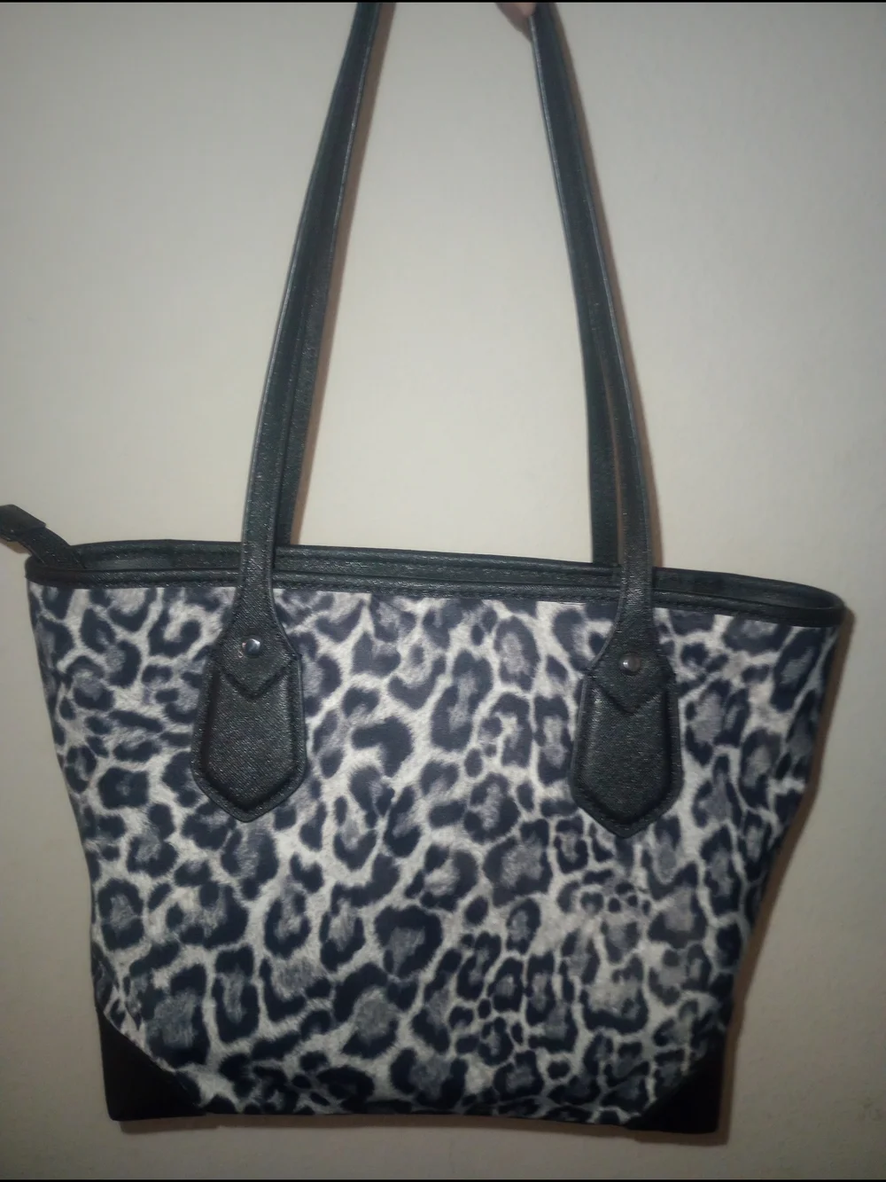 Michael Kors Nylon Black & Gray Leopard-Print Tote Bag